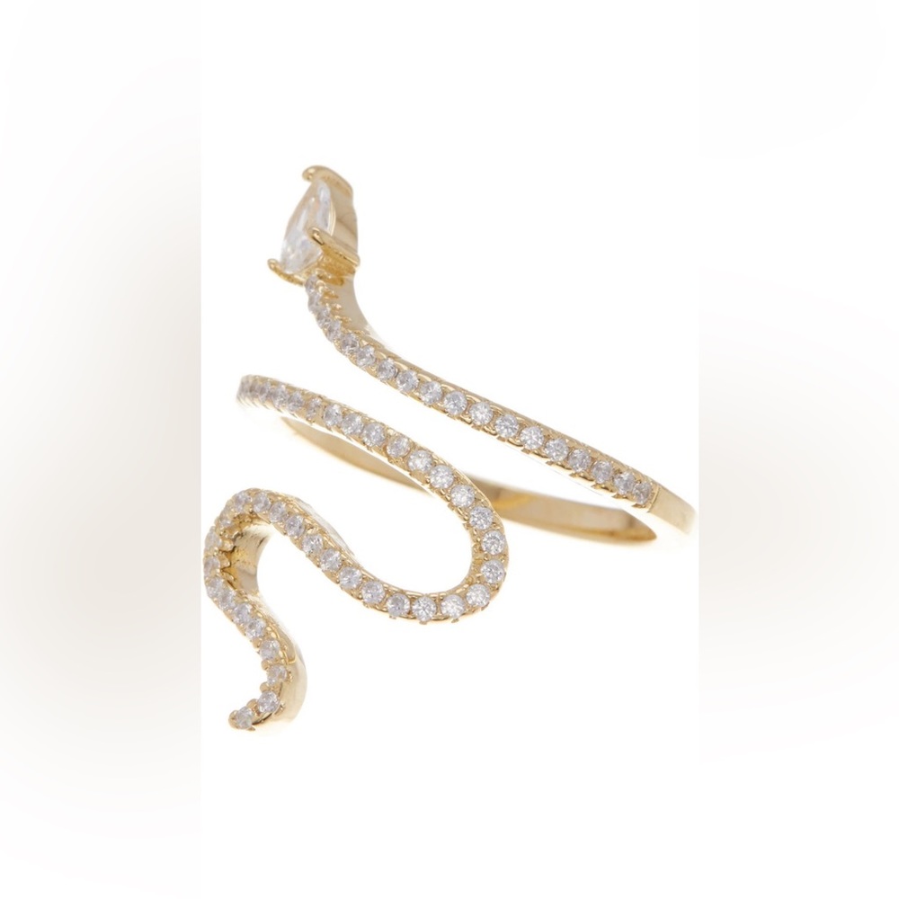 Adornia 14K Gold Plated Swarovski Crystal Accented Winding
Snake Ring‎ size 8